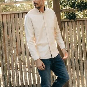 Taylor Stitch The Jack Oat Corduroy Button Down Long Sleeve Shirt 46 NEW Cream